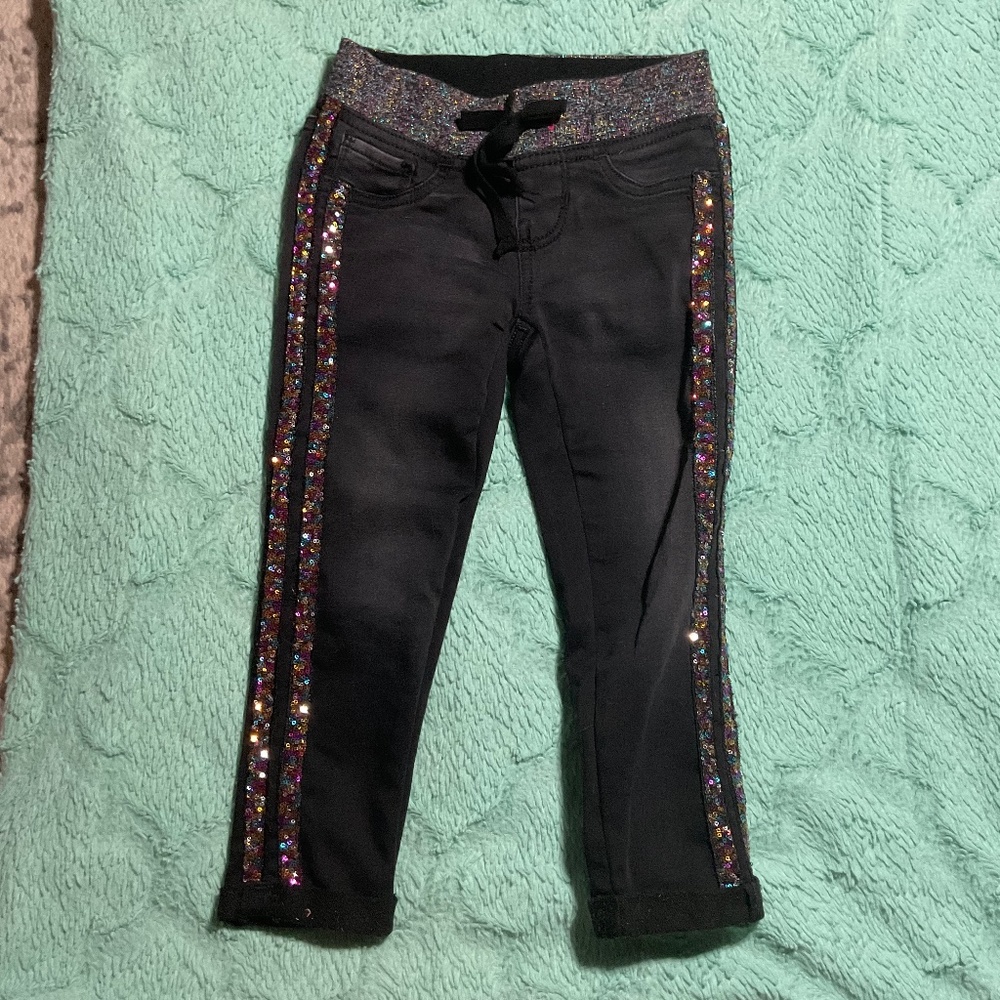 Black Sparkly Sequin jeggings, size XS (4-5) girls